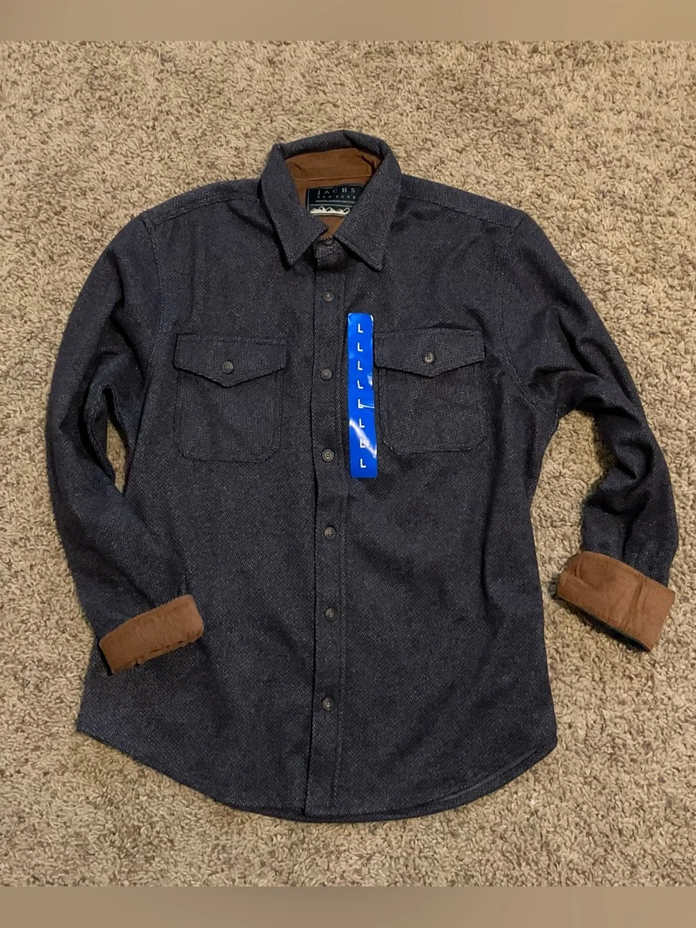 Jach’s Gray Twill Men’s Shirt Jacket Shacket Large Classic Casual Button Up - Picture 2 of 6